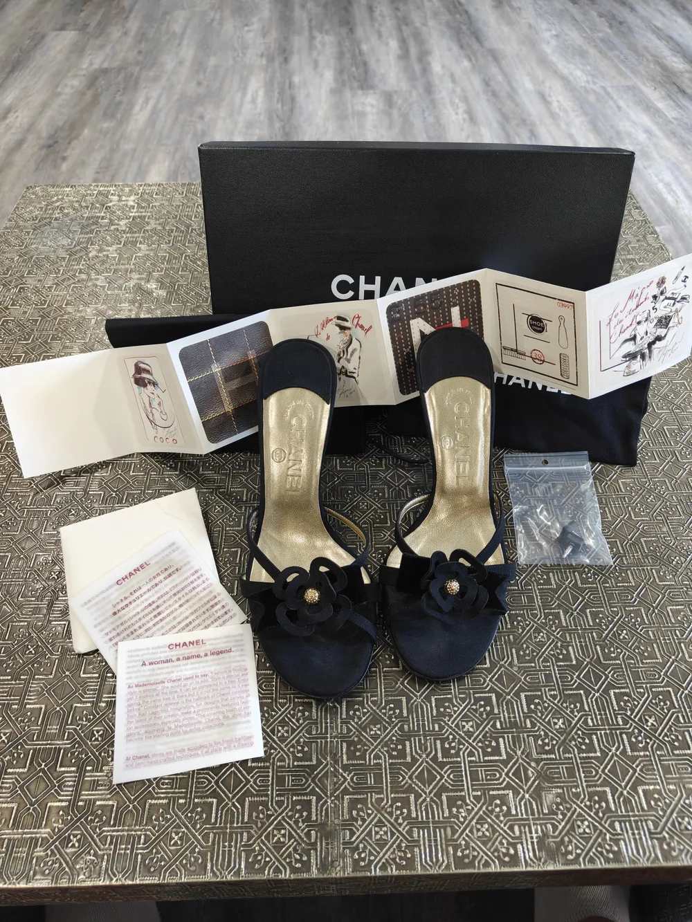 CHANEL Women's Black Camellia Mules 3